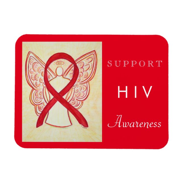 HIV Red Awareness Ribbon Angel Anpassningsbar Gift Magnet (Horisontell)
