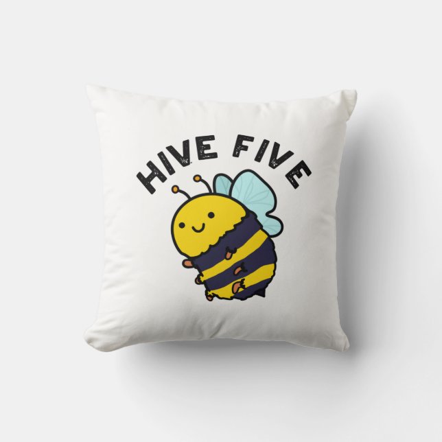 Hive fem ynka, fem Bee Pun Kudde (Framsida)