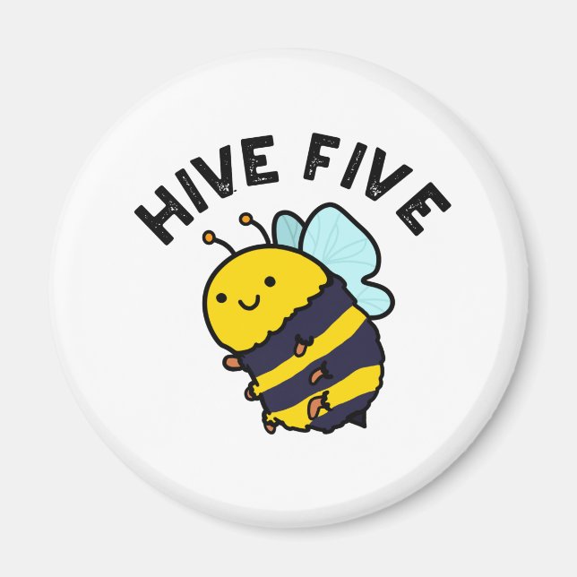 Hive fem ynka, fem Bee Pun Magnet (Framsidan)