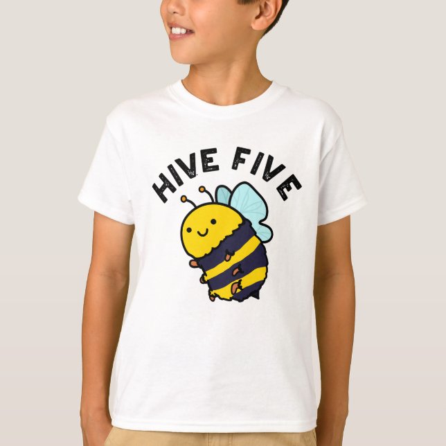 Hive fem ynka, fem Bee Pun T Shirt (Framsida)