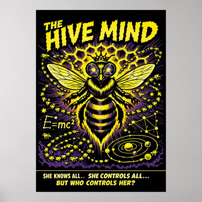 Hive Mind Sci-Fi Drottning Bee Konst Poster (Framsidan)