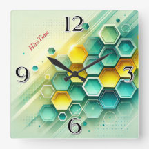 HiveTime Anpassningsbar Hexagon Design |  Väggkloc