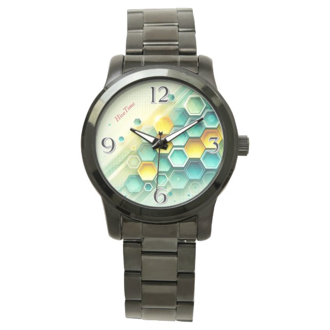 HiveTime Customizable Hexagon Design Watch Armbandsur (Framsida)