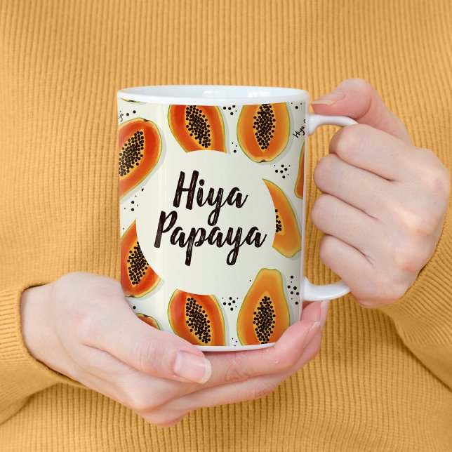 Hiya Papaya Mönster Kaffemugg (Hiya Papaya Fruit Pattern Tall Mug)