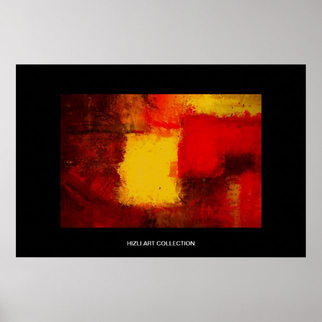 Hizli Art Collection - Red Gult Brown Modern Abs Poster (Framsidan)