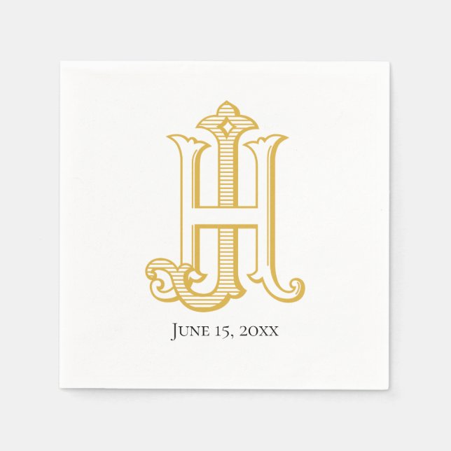 HJ Monogram eller JH Monogram Napkins Pappersservett (Framsidan)