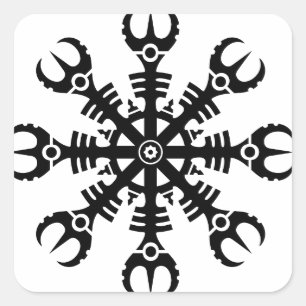 Hjälm av awe - Aegishjalmur No.2 (svarten) Fyrkantigt Klistermärke