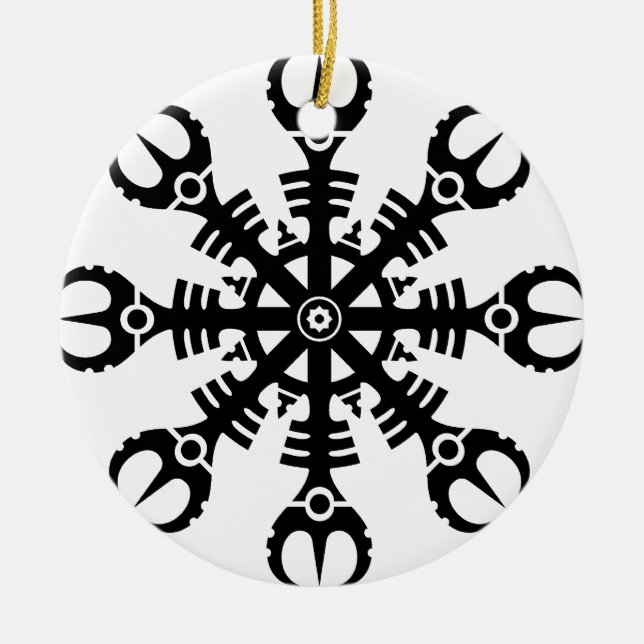 Hjälm av awe - Aegishjalmur No.2 (svarten) Julgransprydnad Keramik (Framsidan)