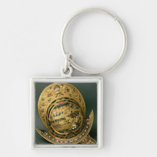 Hjälm av Charles IX (1550-74) 16th århundrade Fyrkantig Silverfärgad Nyckelring