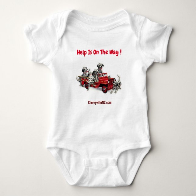 Hjälp är på väg! Baby Bodykostym T Shirt (Framsida)