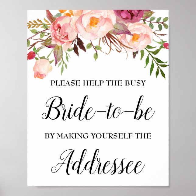 Hjälp Bride to be by skapar Your Addressee Sign Poster (Framsidan)