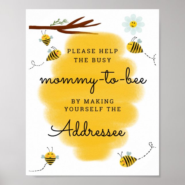 Hjälp Busy Mamma-to-bee | Adress till babyvisnings Poster (Framsidan)
