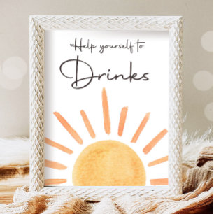 Hjälp dig själv att dricka Boho Sunshine Birthday Poster