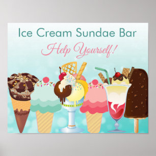 Hjälp dig själv Poster Ice Cream Sundae Pub