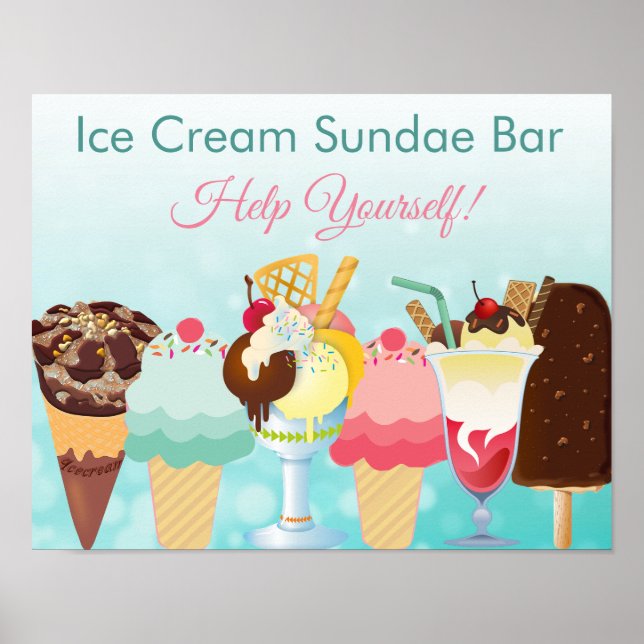 Hjälp dig själv Poster Ice Cream Sundae Pub (Framsidan)