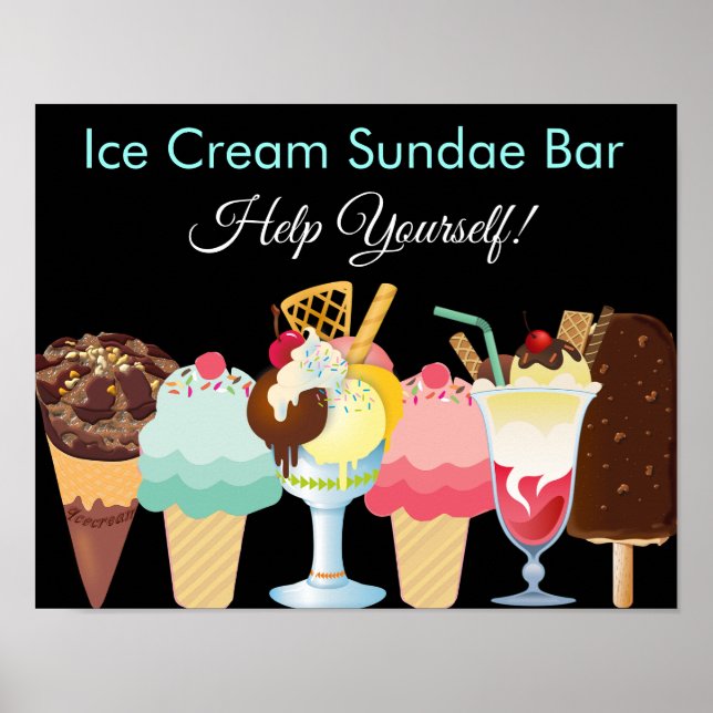 Hjälp dig själv Poster Ice Cream Sundae Pub (Framsidan)
