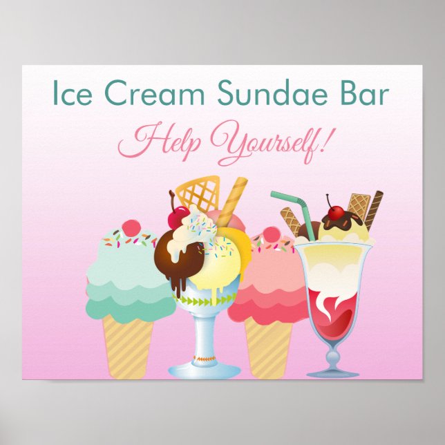 Hjälp dig själv Poster Ice Cream Sundae Pub (Framsidan)