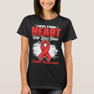 Hjälp din hjärnstroke Survivor Red Ribbon Stroke T Shirt