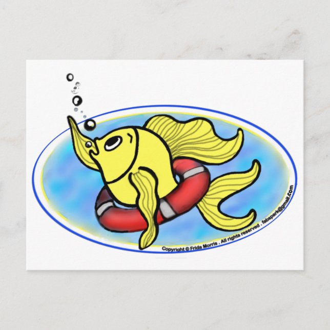 Hjälp fisk vykort (Framsida)