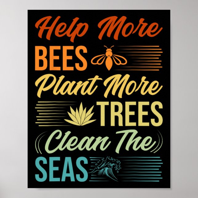 Hjälp fler bin att plantera mer Träd rengör haven  Poster (Framsidan)