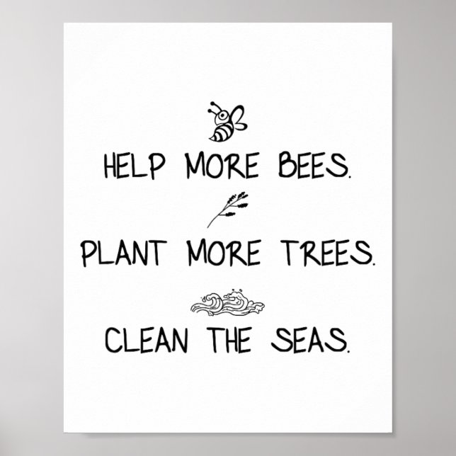Hjälp fler bin att plantera mer Träd rengöra havsn Poster (Framsidan)