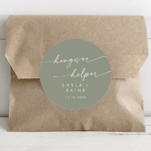 Hjälp för Boho Chic Sage Grönt Hangover Helper Fav Runt Klistermärke