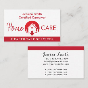 Hjälp för hemhjälp för vit och röd Professionell Visitkort