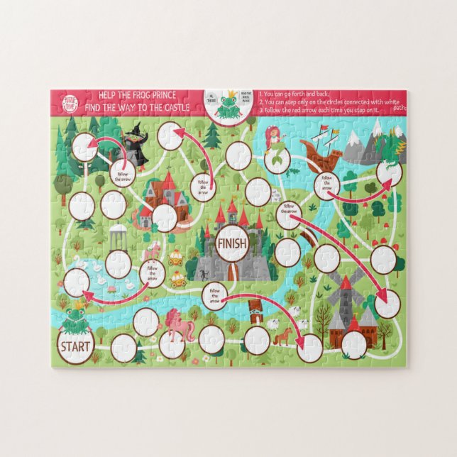Hjälp Frog-prinsen att komma till slottsmatchens b Pussel (Horisontell)