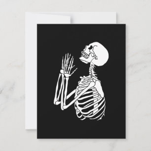 Hjälp mig Skeleton att be på en Julkort