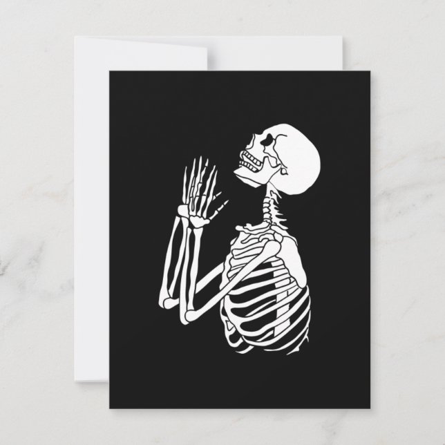 Hjälp mig Skeleton att be på en Julkort (Framsida)