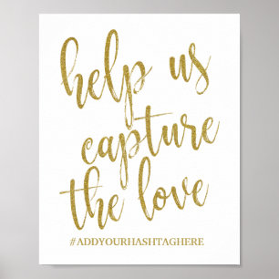 Hjälp oss fånga kärlek Glitter 8x10 Bröllopsskylt Poster