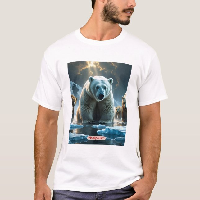 Hjälp oss - Polar Bears on Thin Ice T-Shirt (Framsida)