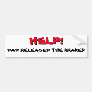Hjälp! Pappa frigav Kraken Red på Black Bildekal