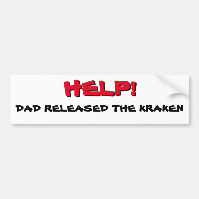 Hjälp! Pappa frigav Kraken Red på Black Bildekal (Framsidan)