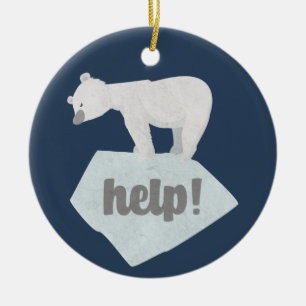 Hjälp Polarna Bear Julgransprydnad Keramik