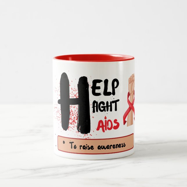 Hjälp till att bekämpa medvetenheten om AIDS-dagen Två-Tonad Mugg (Center)