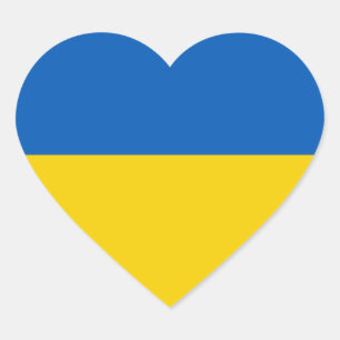 Hjälp Ukraina Flagga Hjärtformat Klistermärke