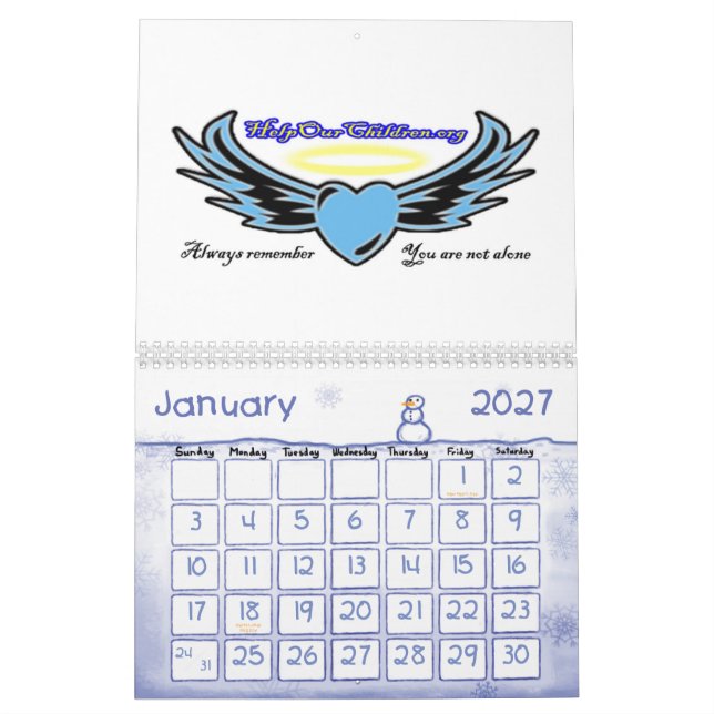 Hjälp vår barnkalender kalender (Jan 2027)