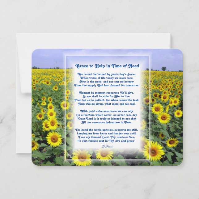 "Hjälp vid behovstid" Christian dikt  Julkort (Framsida)