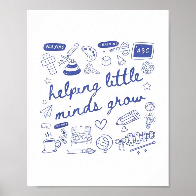 Hjälpa lilla minds Grow Teacher Kindergarten Pre Poster (Framsidan)