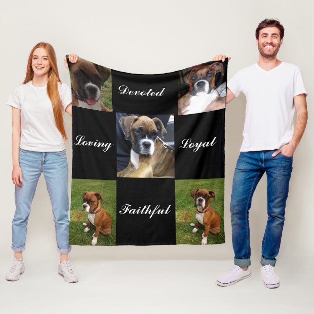 HJÄLPANDE BOXERHUND  fluffa Fleecefilt (På plats)