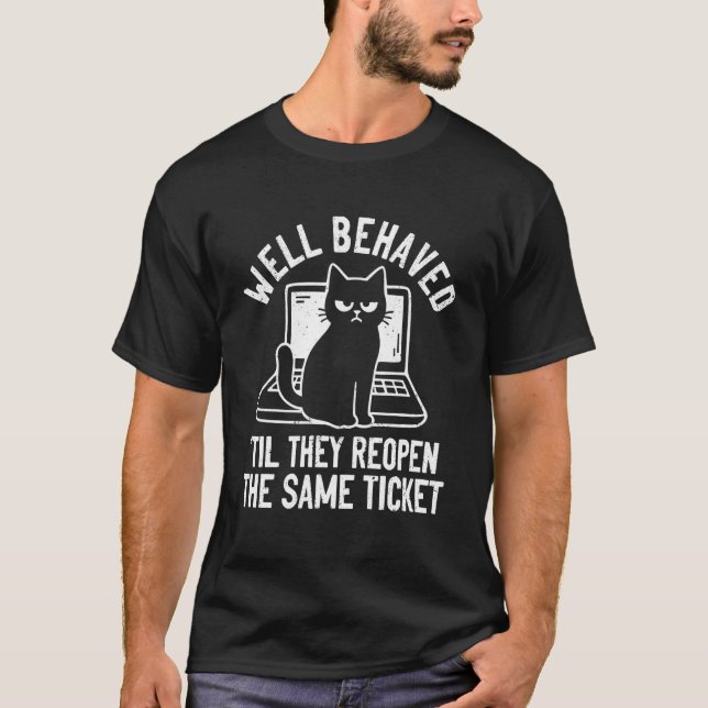 Hjälpdesk IT Rolig Teknisk Support katt T Shirt (Framsida)