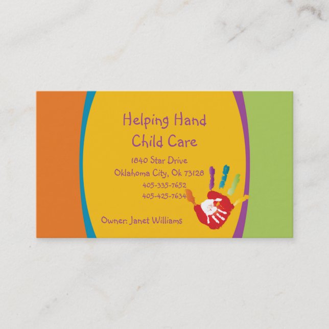 Hjälper Affärskortet Hand Child Care Visitkort (Framsida)