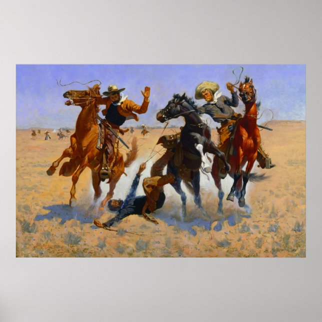 Hjälper en kamrat Frederic Remington 1890 Poster (Framsidan)