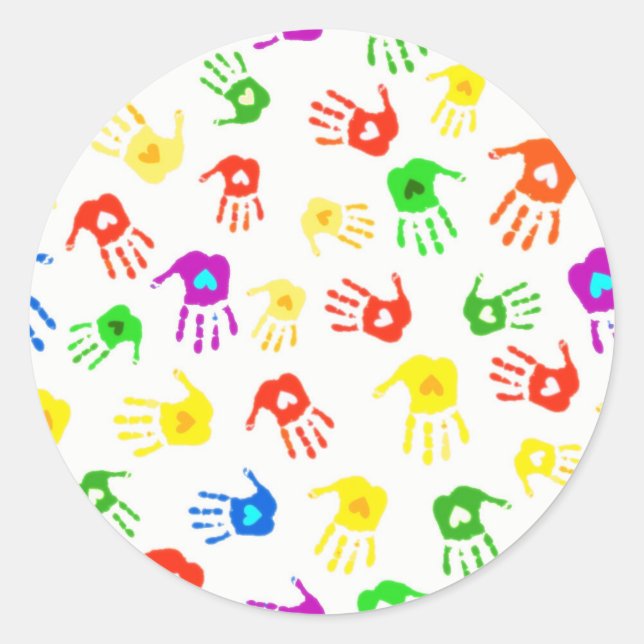 Hjälper Händer! Runt Klistermärke (Framsida)