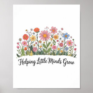 Hjälper Små Sinnen Växa Lärare Blommig Tillbaka Ti Poster