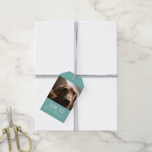 Hjälper Tack Gift med Hund Photo Märkre Presentetikett