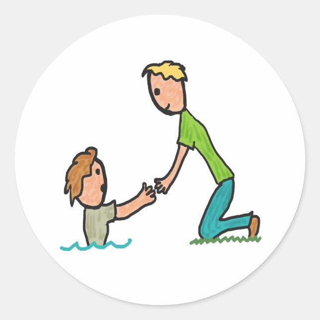 Hjälping Hand Runt Klistermärke (Framsida)