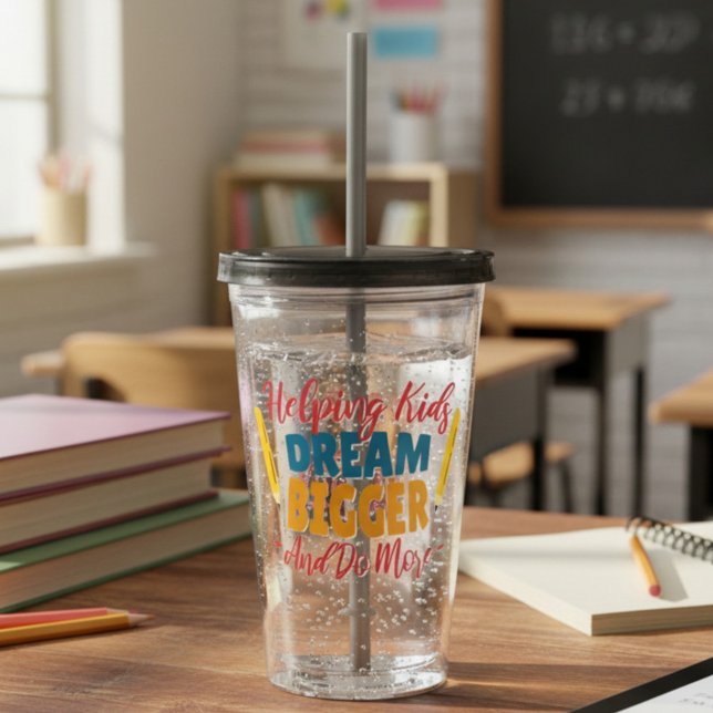 Hjälping Kids Dream Bigger Teacher Take Away Mugg (Skapare uppladdad)