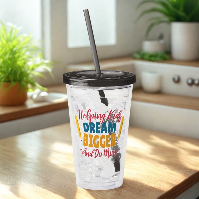 Hjälping Kids Dream Bigger Teacher Take Away Mugg (Skapare uppladdad)